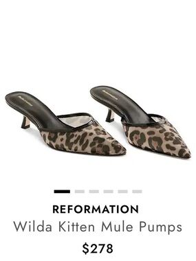 Reformation Wilda Leopard-Print Pointed Kitten Mules - Brown/Black